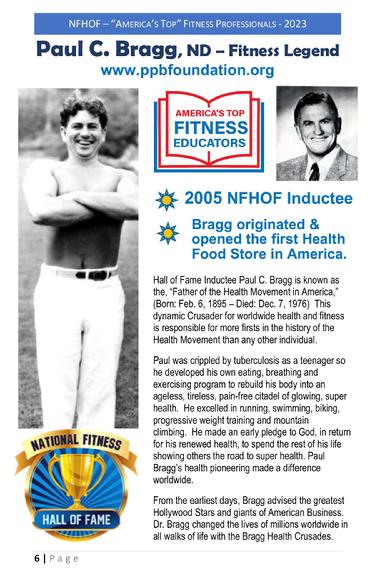 Dr. Paul Bragg National Fitness Hall of Fame Inductee