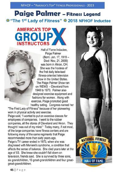 Paige Palmer National Fitness Hall of Fame Inductee